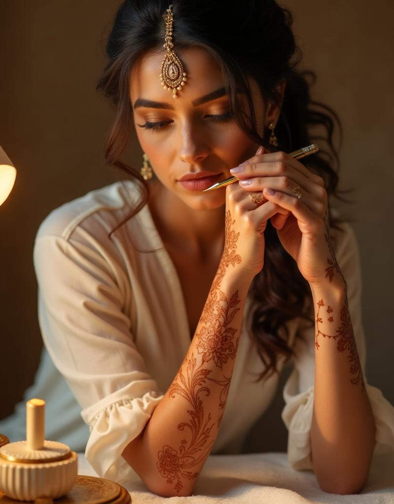 Mehndi artist at work